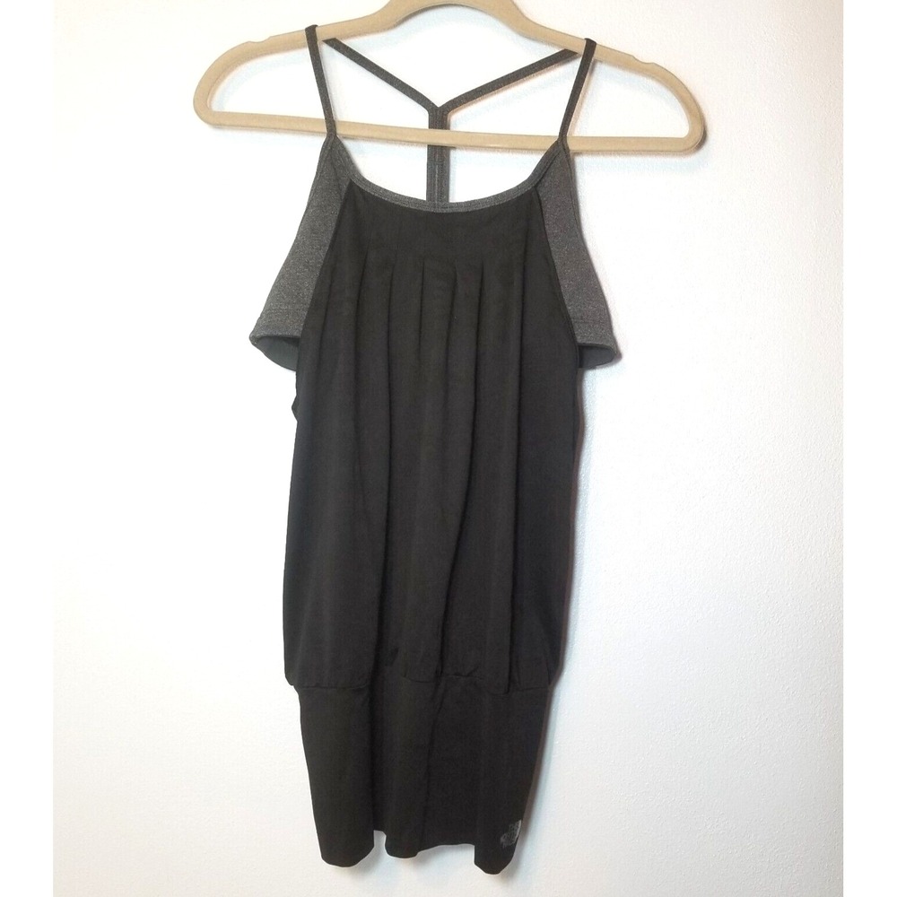 North Face‎ Racerback Top Black/Gray Built In Separate Bra Wide Waistband Medium
